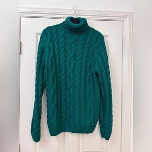 Emerald Cable Knit Turtleneck Sweater